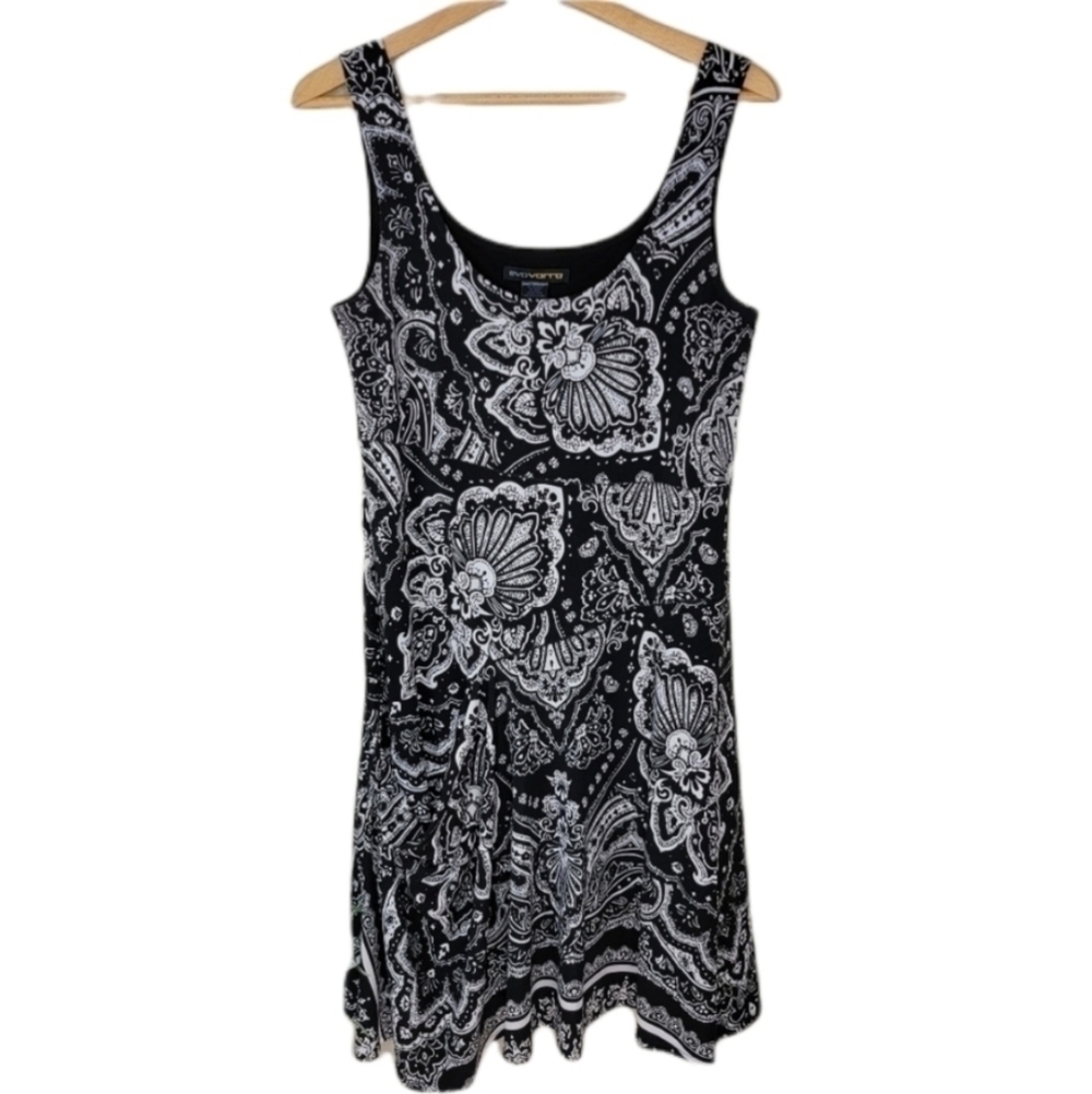 Evovorro | Black Ivory Floral Paisley Tank Dress Size Medium